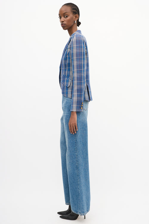 Smythe Plaid Pouf Sleeve Blazer