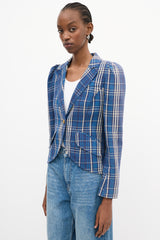 Smythe Plaid Pouf Sleeve Blazer