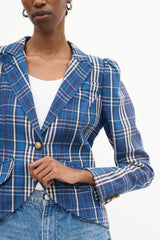 Smythe Plaid Pouf Sleeve Blazer