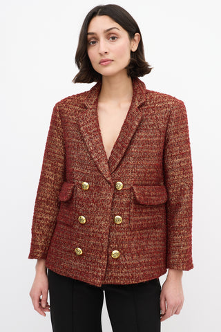 Smythe Red & Gold Wool Tweed Blazer