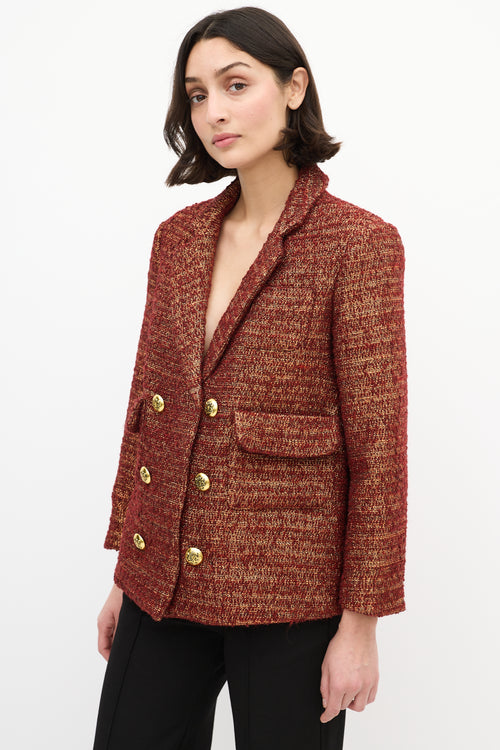 Smythe Red & Gold Wool Tweed Blazer