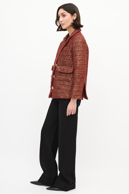 Smythe Red & Gold Wool Tweed Blazer