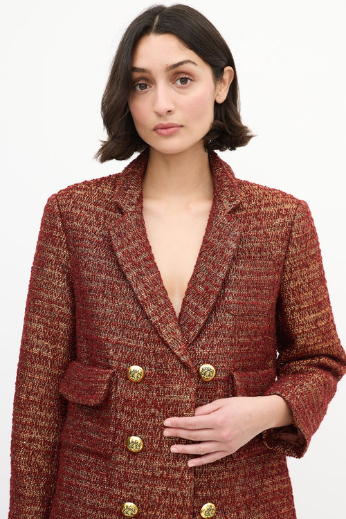 Smythe Red & Gold Wool Tweed Blazer