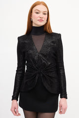 Smythe X Greta Constantine Black Sequin Top