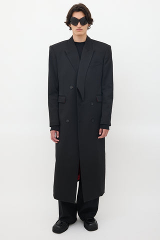 SONGAADON Black Wool Peak Lapel Coat