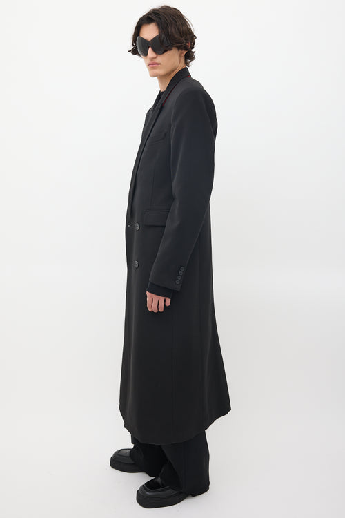 SONGAADON Black Wool Peak Lapel Coat