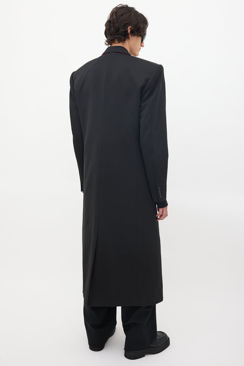 SONGAADON Black Wool Peak Lapel Coat