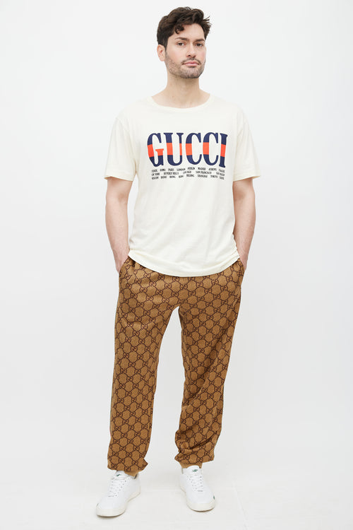 Gucci Cream & Multicolour Cities Logo T-Shirt