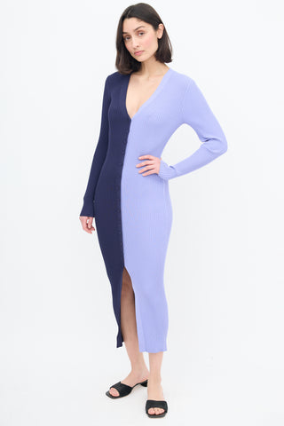 Staud Purple & Navy Colourblock Shoko Dress