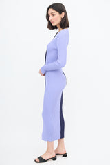 Staud Purple & Navy Colourblock Shoko Dress