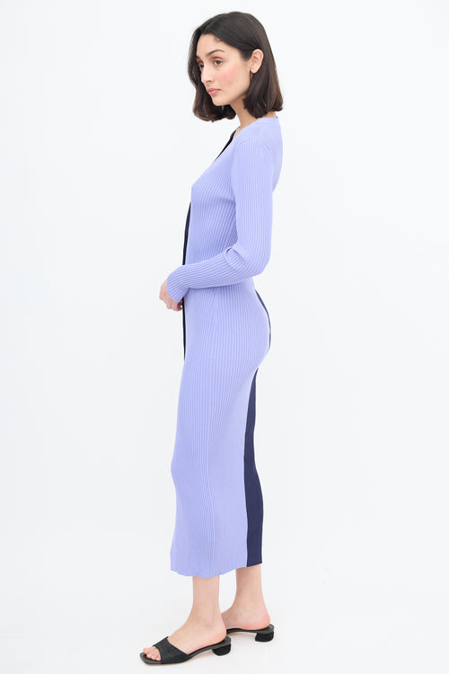 Staud Purple & Navy Colourblock Shoko Dress