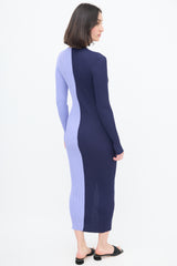 Staud Purple & Navy Colourblock Shoko Dress