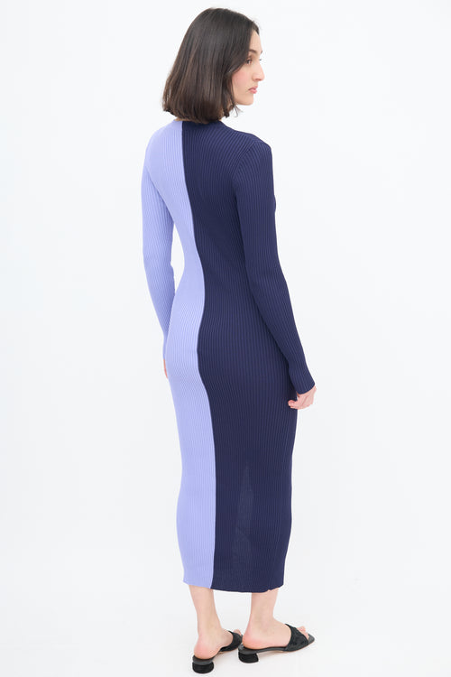 Staud Purple & Navy Colourblock Shoko Dress