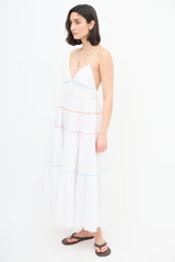 Staud White & Multi Tier Cleo Dress