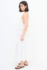 Staud White & Multi Tier Cleo Dress