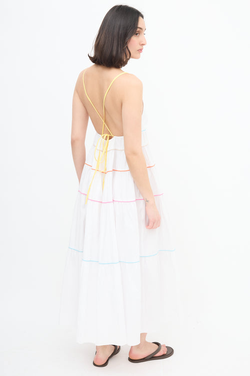 Staud White & Multi Tier Cleo Dress