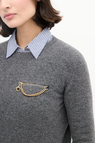 Stella McCartney Grey Knit Chain Embellished Sweater