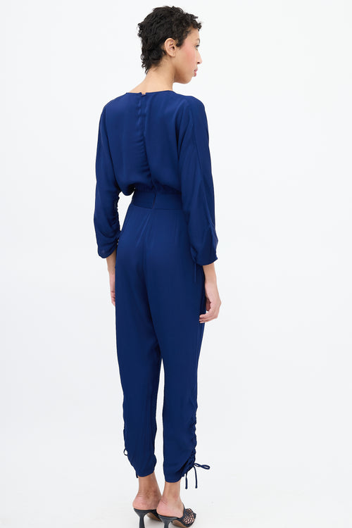 Stella McCartney Navy Tie Ruched Jumpsuit