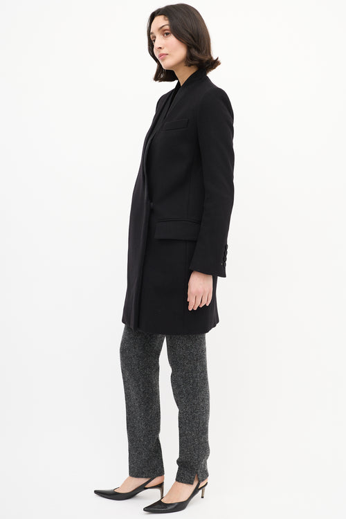 Stella McCartney Black Wool Tuxedo Mid Length Coat