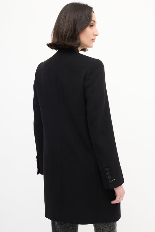 Stella McCartney Black Wool Tuxedo Mid Length Coat