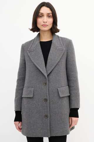 Stella McCartney Grey Wool Mid Length Coat