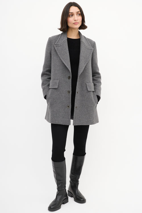 Stella McCartney Grey Wool Mid Length Coat