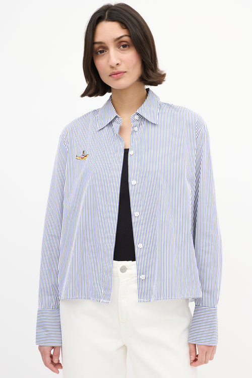 Stella McCartney X The Beatles Blue & White Striped Logo Shirt