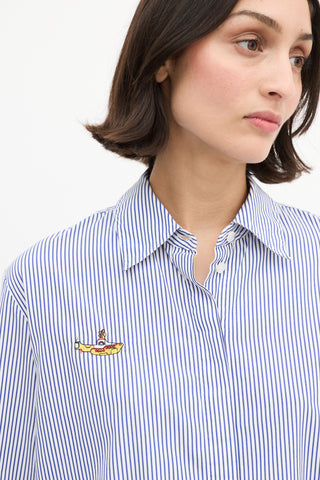 Stella McCartney X The Beatles Blue & White Striped Logo Shirt