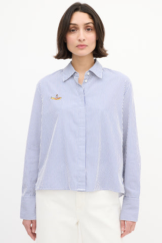 Stella McCartney X The Beatles Blue & White Striped Logo Shirt