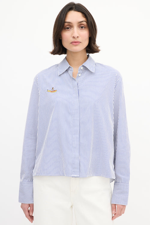 Stella McCartney X The Beatles Blue & White Striped Logo Shirt