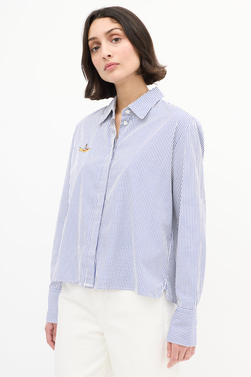 Stella McCartney X The Beatles Blue & White Striped Logo Shirt