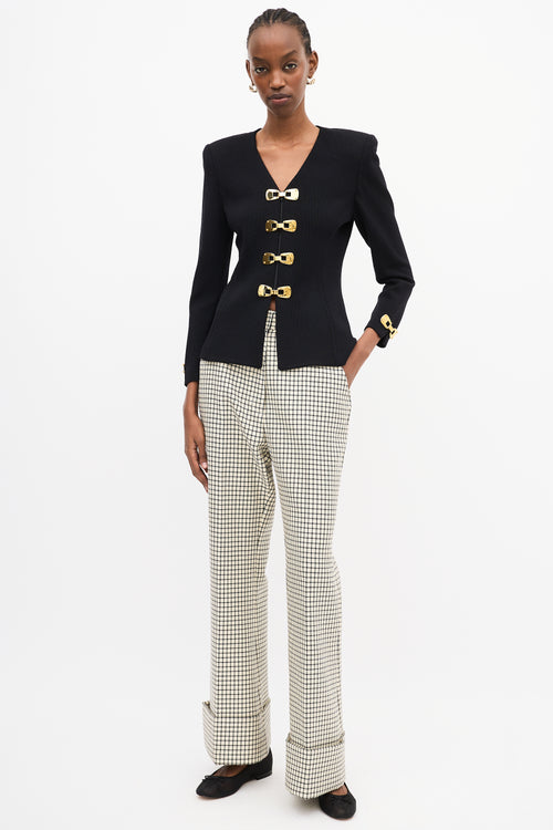 St. John Black Knit Hardware Embellished Jacket