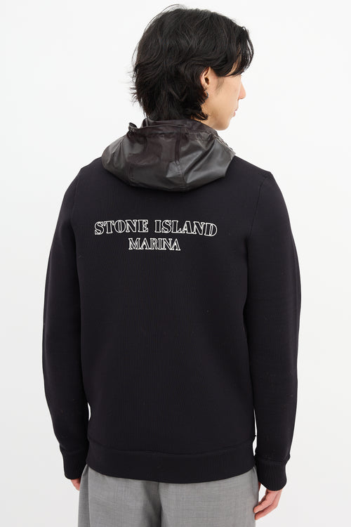 Stone Island Zip Up Logo Hoodie