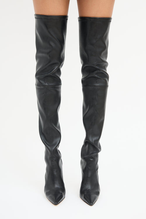 Stuart Weitzman Black Leather Ultrastuart 100 Stretch Boot