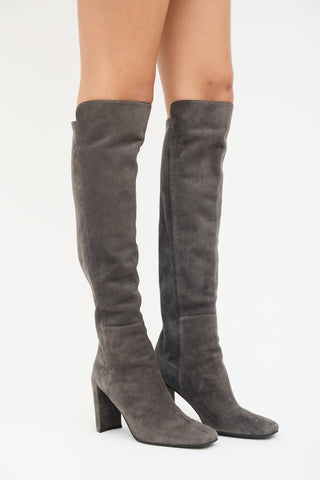 Stuart Weitzman Dark Grey Suede Thigh High Boot