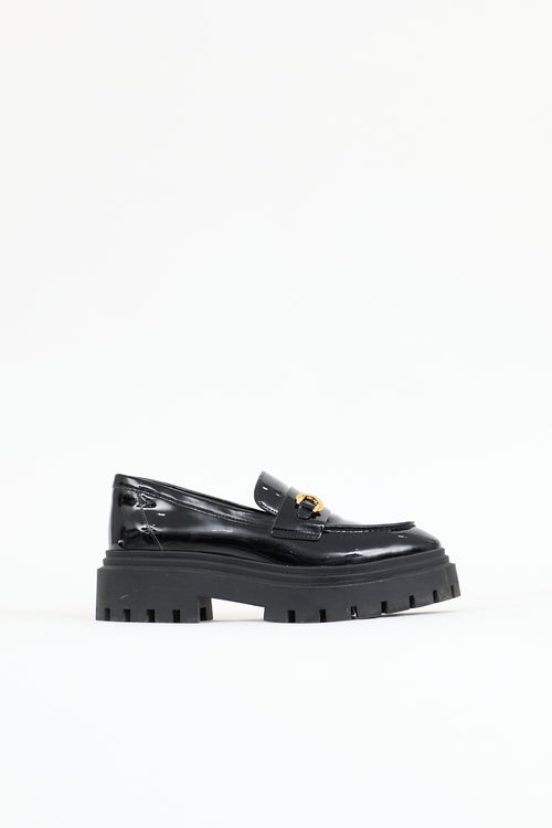 Stuart Weitzman Patent Leather Owen Buckle Loafer