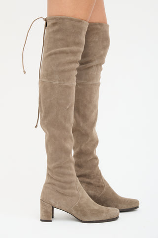 Stuart Weitzman Taupe Suede Tieland Boot