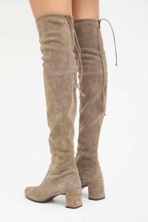 Stuart Weitzman Taupe Suede Tieland Boot