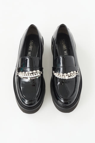 Stuart Weitzman Patent Pearldrop Platform Loafer