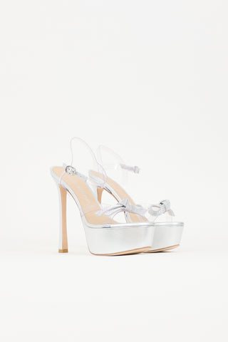 Stuart Weitzman PVC & Leather Mega Bow Platform Heel