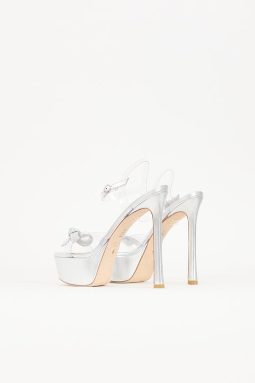 Stuart Weitzman PVC & Leather Mega Bow Platform Heel