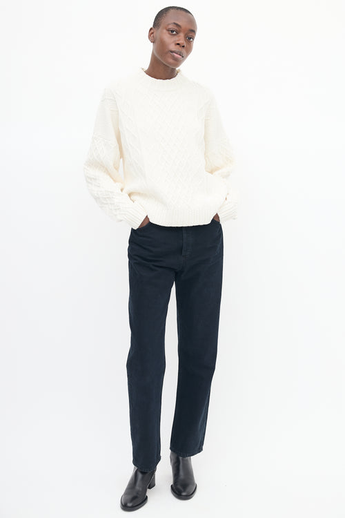 System White Cable Knit Sweater