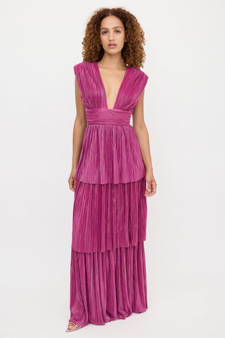 Sabrina Musayev Metallic Plissé Judith Dress