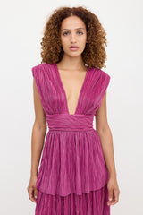 Sabrina Musayev Metallic Plissé Judith Dress
