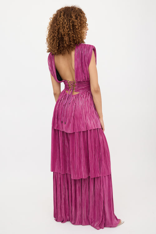 Sabrina Musayev Metallic Plissé Judith Dress