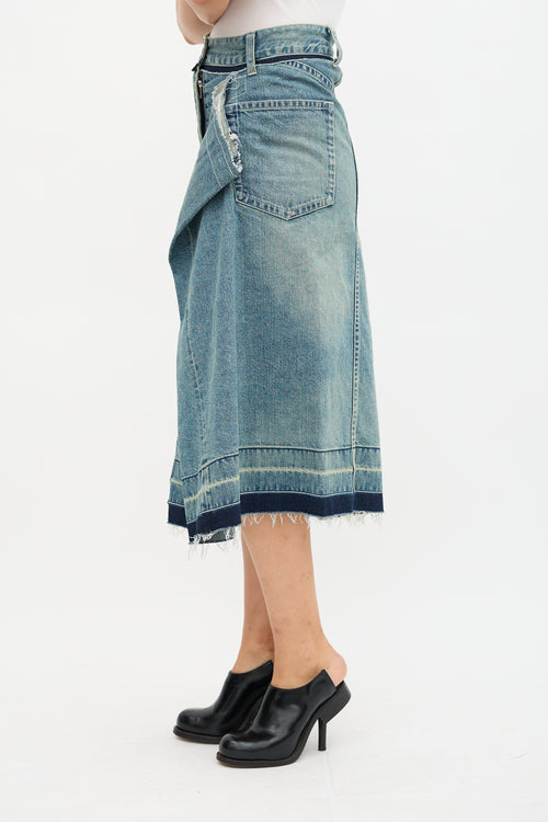 Sacai Asymmetric Raw Hem Skirt