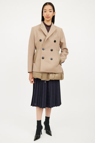 Sacai Beige Wool Melton Puffer Coat