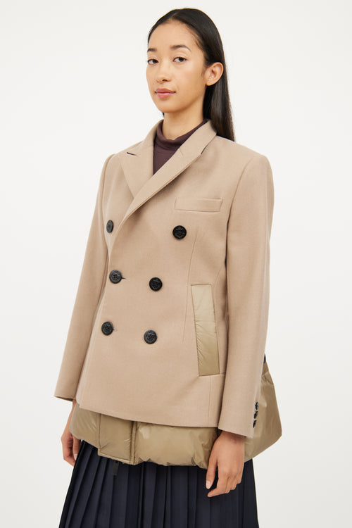 Sacai Beige Wool Melton Puffer Coat