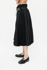 Sacai Black & Blue Pleated Plaid Skirt