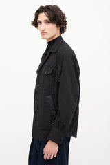 Sacai Black Cotton & Nylon Panelled Four Pocket Shirt
